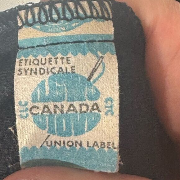 Vintage Diamond Tea Velvet Robe Small Black White Trim 52” Canada Union Made - Picture 7 of 7